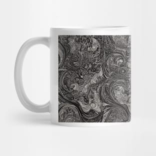 Abstract Dark Black and White Ornate Graphite Drawing Mug